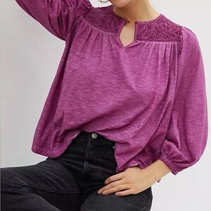 NWOT Anthropologie Kay Lace Top Raspberry Pullover Blouse XS